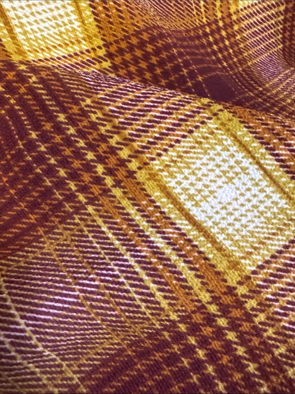 Janet Chung Plaid Zip-Front Women's Top in Burgundy and Mustard - Picture 6 of 6